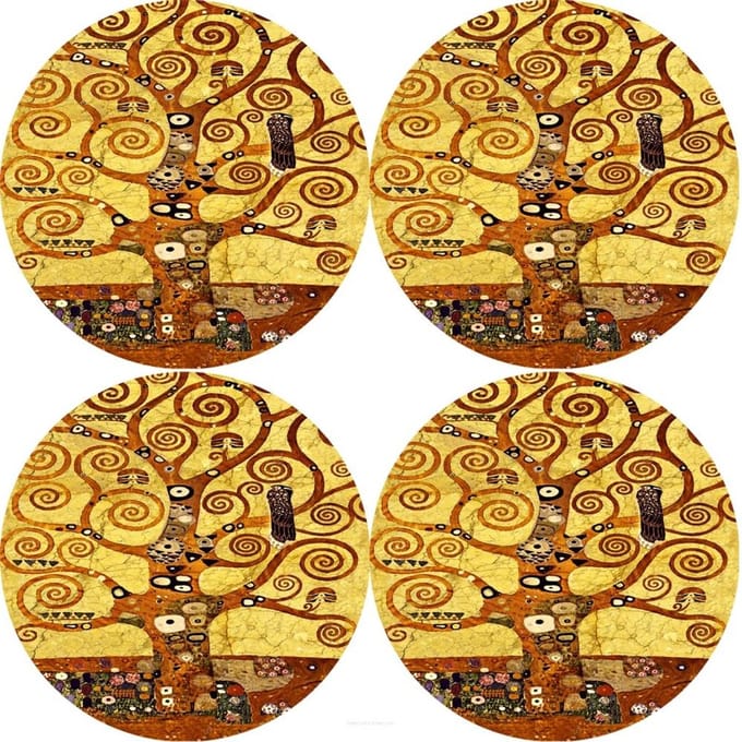 Bertoni - Placemats - tafelmatten set van 4 stuks - rond - 33 cm - Artdeco