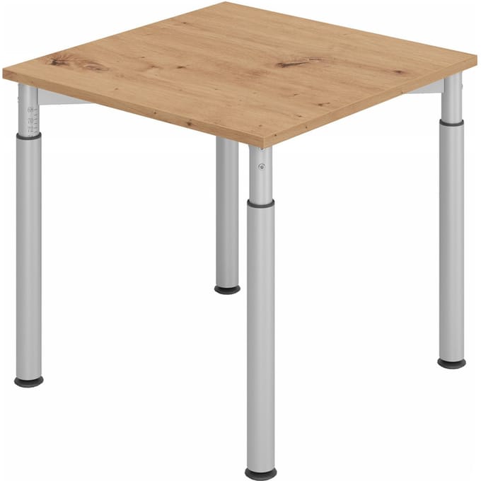 YAMA 8 S | Bureau - 80 x 80 Tafelhoogte I In hoogte verstelbaar Essen-Eik/Zilver