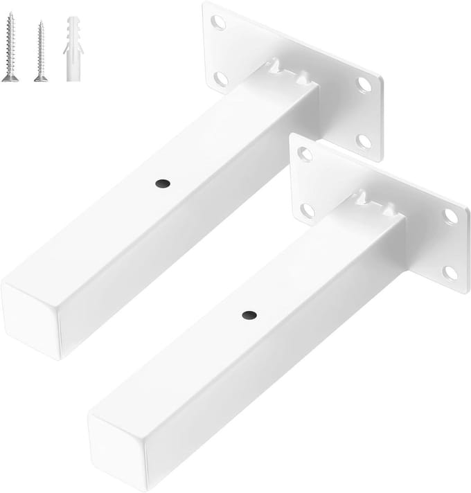 Wandrek Beugels - Steunen Plank - Opslag Creëren - Versterkt Metaal - 15 cm - Wit