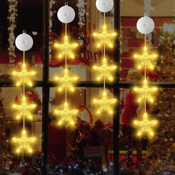 Solidchoice - LED Ster Lampen voor Kerstdecoratie met Zuignappen