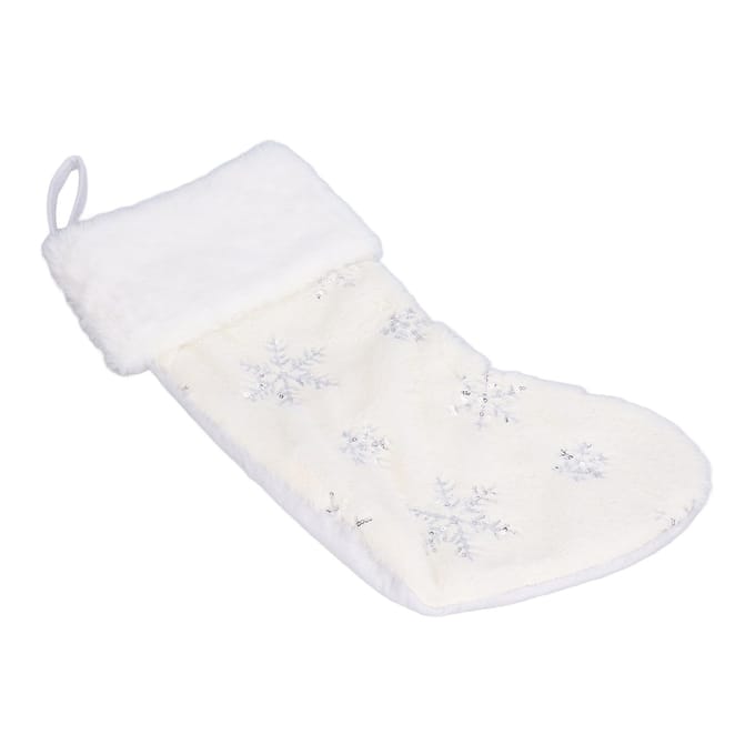 Polyester Kerstsok Hanger met Geborduurd Sneeuwvlokpatroon Kerstboomversiering