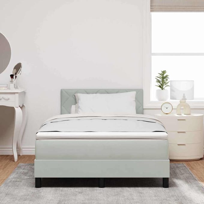 vidaXL - Boxspring - bed - met - hoofdeinde - Lichtgrijs - 120 - x - 190 - cm - Fluweel