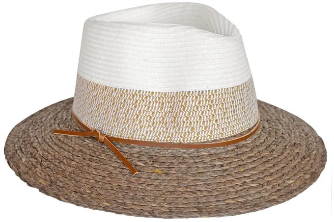 Tina Fedora – Strohoed Dames UV Werend Raffia - Maat: M-L: 58 cm - Bruin