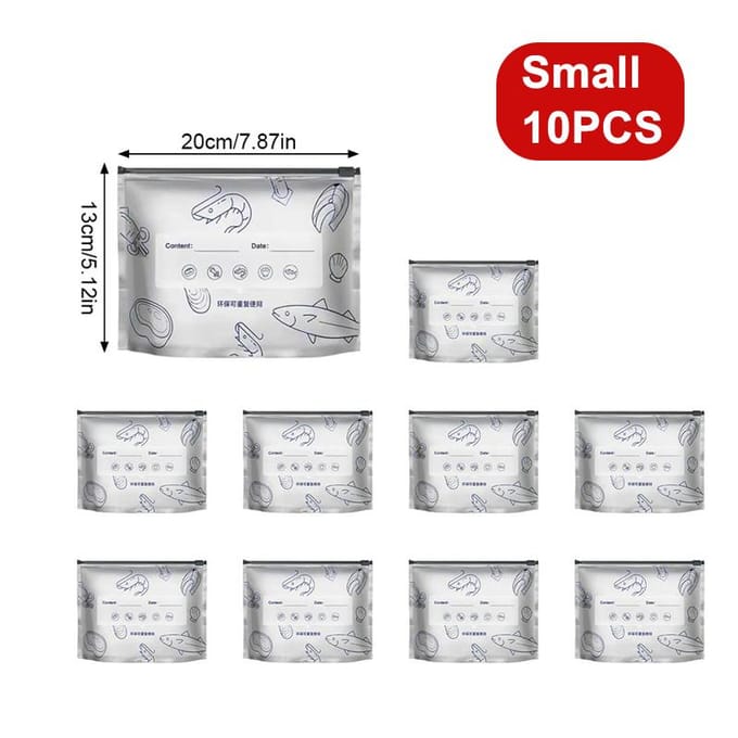 10 stuks/set Aluminiumfolie Vershoudzak Afsluitbaar Antibacteriële Koelkast Voedsel Invriezen Bewaartas Ritssluiting S  (20*13cm) 10PCS
