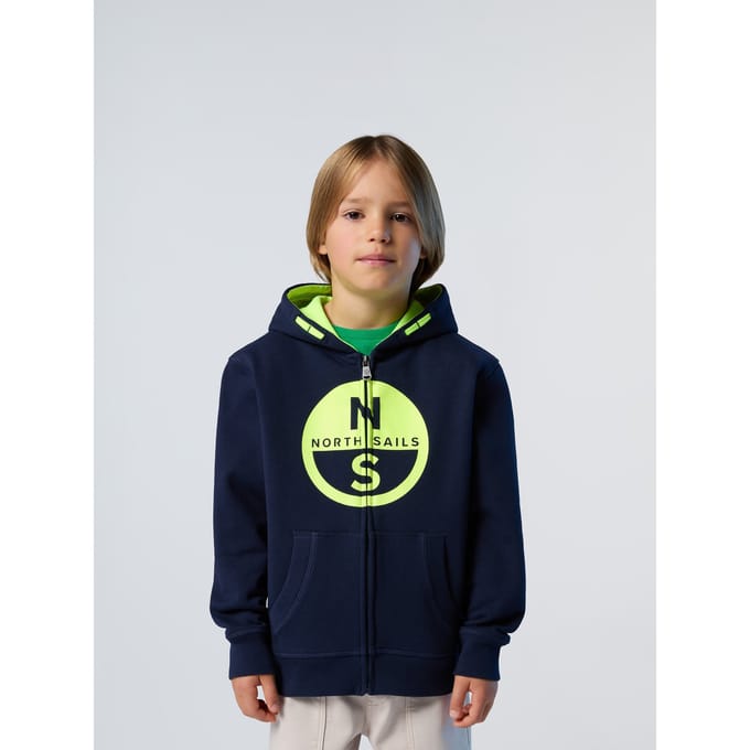 Hoodie met volle ritssluiting en kinderprint North Sails