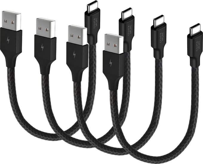 Voordeelbundel usb C kabels - Usb naar usb C - 30cm - Kort - 4 stuks - Zwart