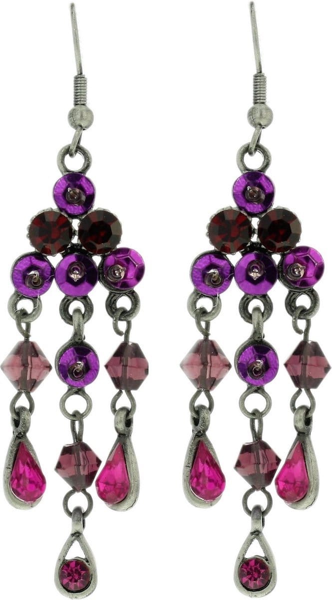 Behave - paarse oorhanger met steentjes - speels retro accent