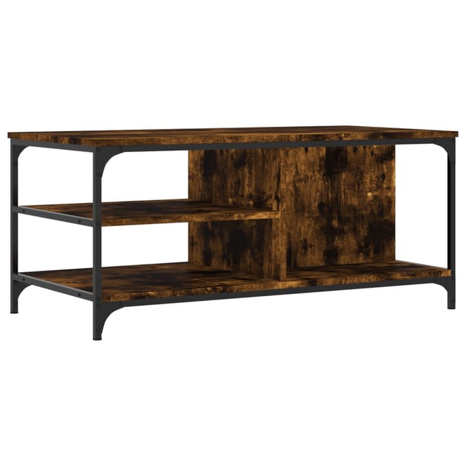 vidaXL - Salontafel - 100x50x45 - cm - bewerkt - hout - gerookt - eikenkleurig