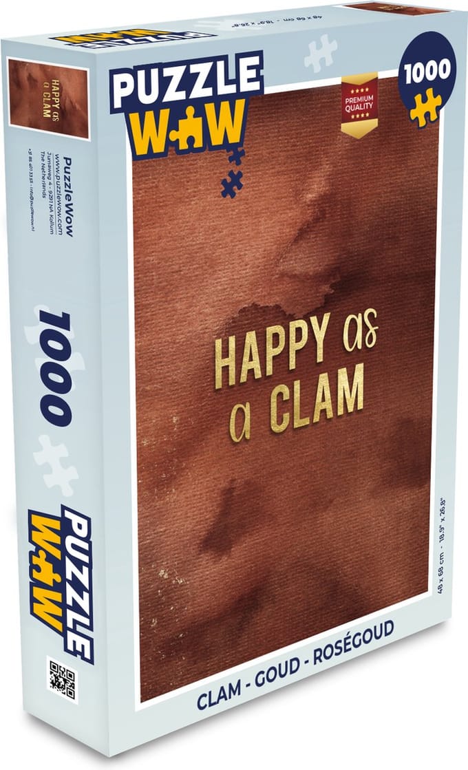 Puzzel Clam - Goud - Roségoud - Legpuzzel - Puzzel 1000 stukjes volwassenen