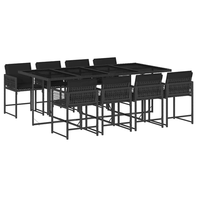 vidaXL - 9-delige - Tuinset - poly - rattan - zwart