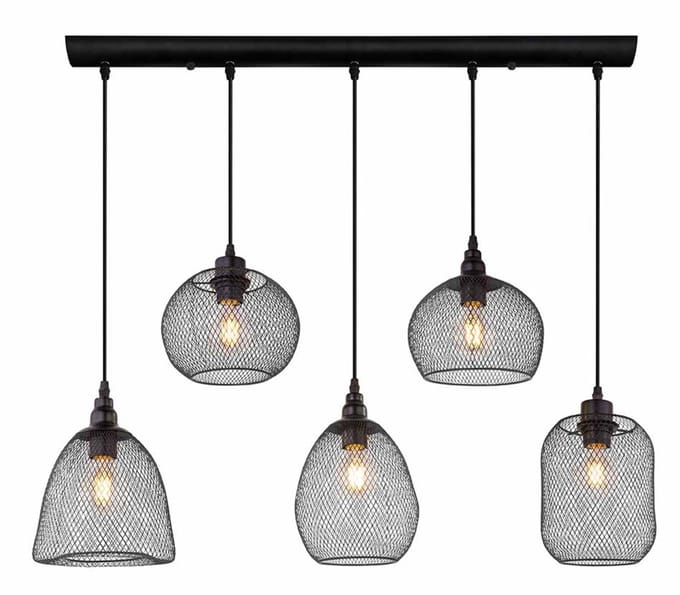 Globo - hanglamp - Anya - zwart - metaal - grote eettafellamp - E27 - 15047-5