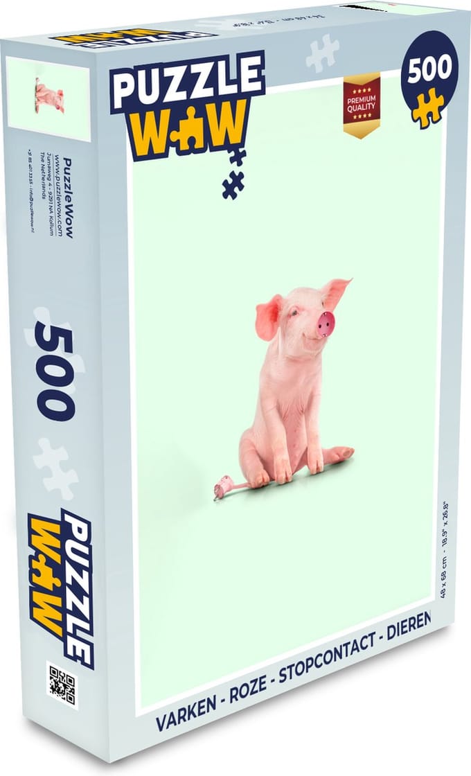 Puzzel Varken - Roze - Stopcontact - Dieren - Legpuzzel - Puzzel 500 stukjes