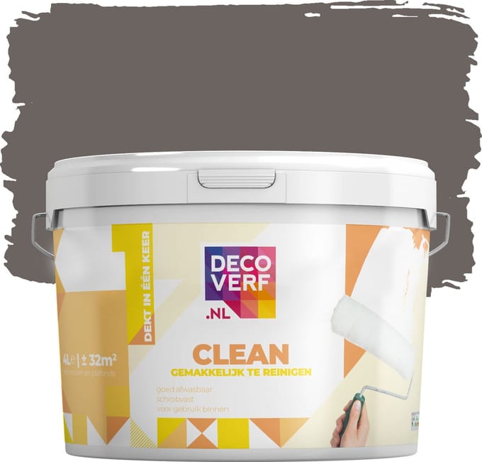 Decoverf clean muurverf ebbenhout, 4L