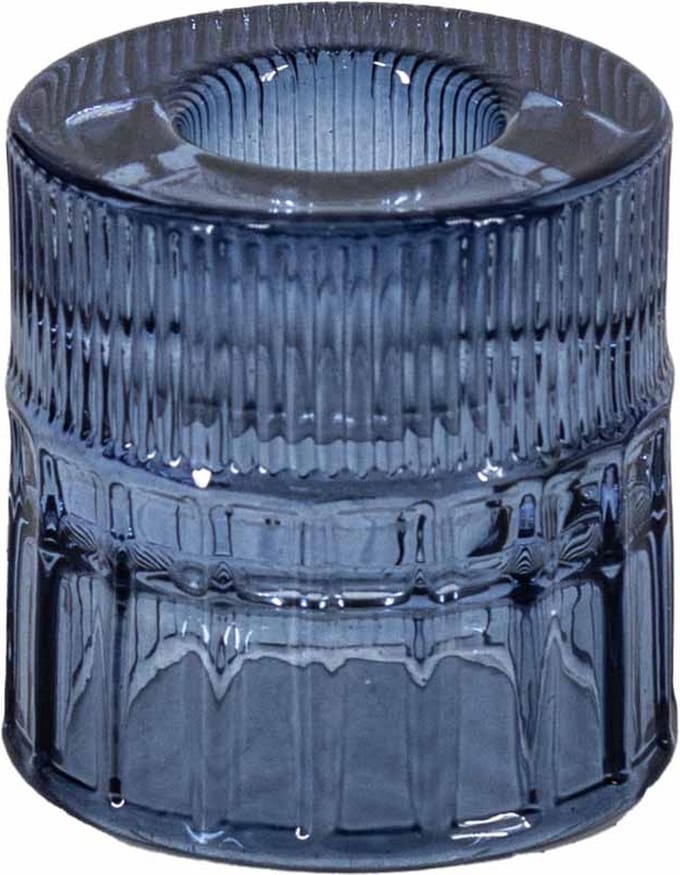 Glazen kaarsenstandaard blauw