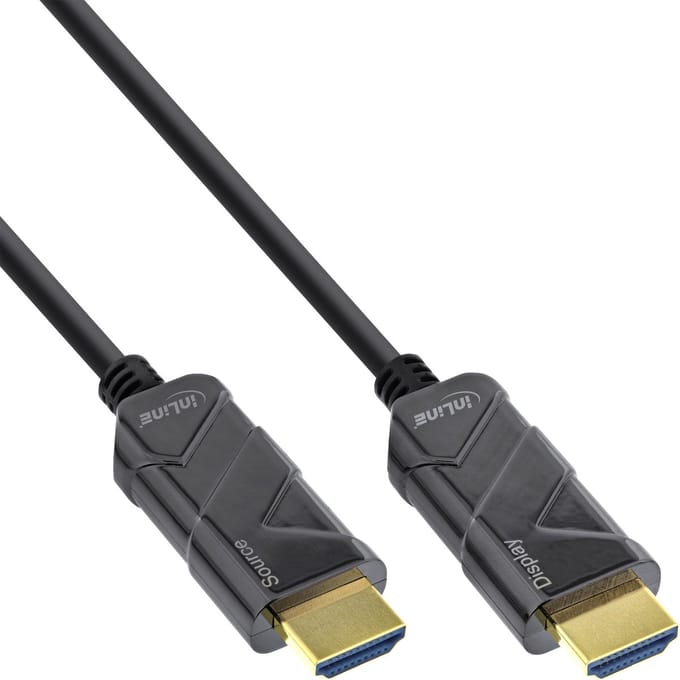 InLine® HDMI AOC kabel, Ultra High Speed HDMI kabel, 8K4K, zwart, 100m