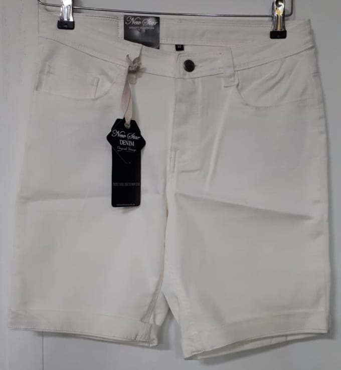New Star dames short - dames korte broek - Austin - wit - denim stretch - maat 28