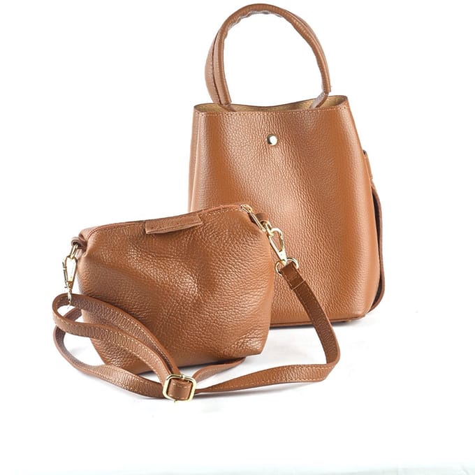 Giuliano lederen handtas Airah - Dames - Made in Italy - Cognac