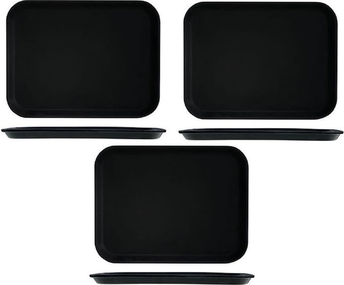 Dienblad - 3x - zwart - kunststof - 30x41 cm - antislip - serveerblad - horeca