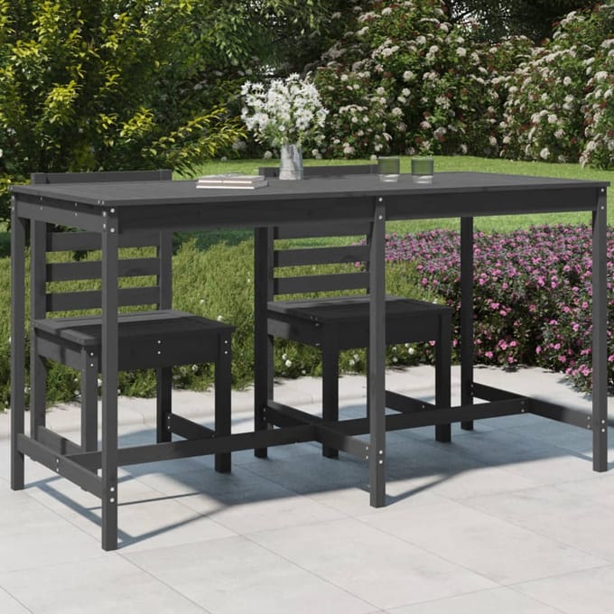 vidaXL - Tuintafel - 203,5x90x110 - cm - massief - grenenhout - grijs