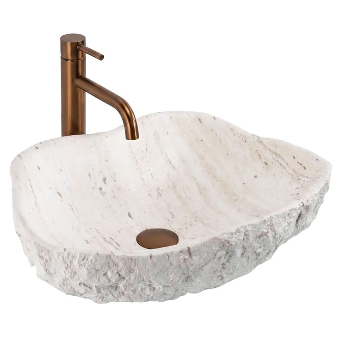 Rea Isla Shiro Samengesteld Asymmetrisch - Wastafel - Wit, Beige, Steenimitatie - 49 X 37 X 13,5 Cm