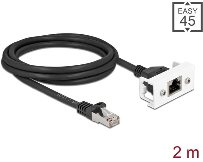 Delock Network Extension Cable for Easy 45 Module S/FTP RJ45 plug to RJ45 jack Cat.6A 2 m black