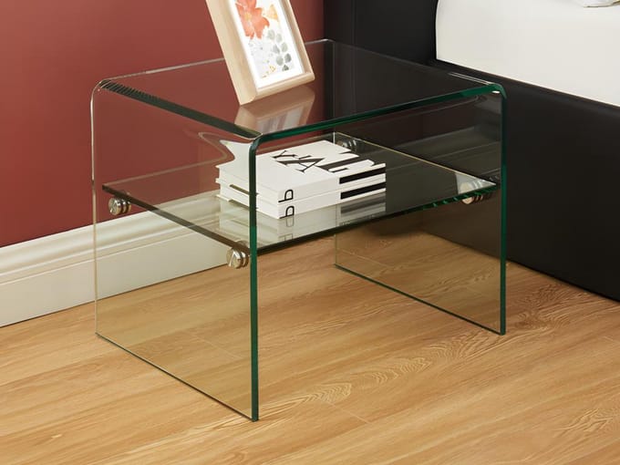 Vente-unique Set van 2 nachtkastjes - 1 nis - Gehard glas - STILEOS
