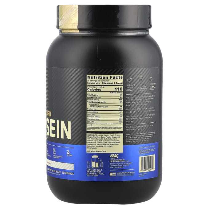 Optimum Nutrition, Gold Standard 100% Caséine, Cookies & Crème, 2 lbs (907 g)