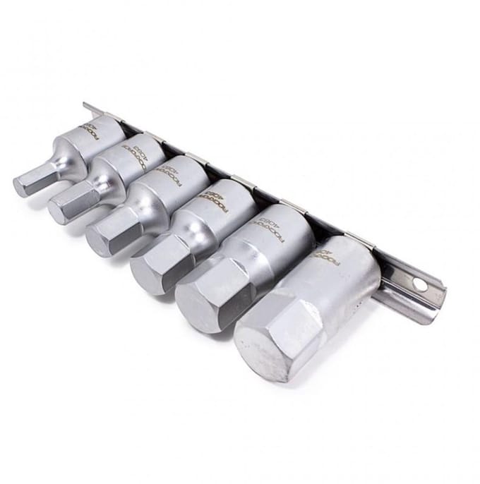 Rockforce RF-4063 - Zeskantige Olieaflaatdop Dopsleutelset - 6 Stuks - CrV Staal