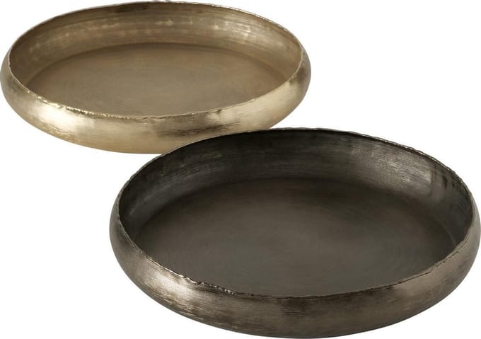 Schaal - 2 stuks - Ø 36cm - Goud - Antraciet - Hoog 6 cm - Aluminium