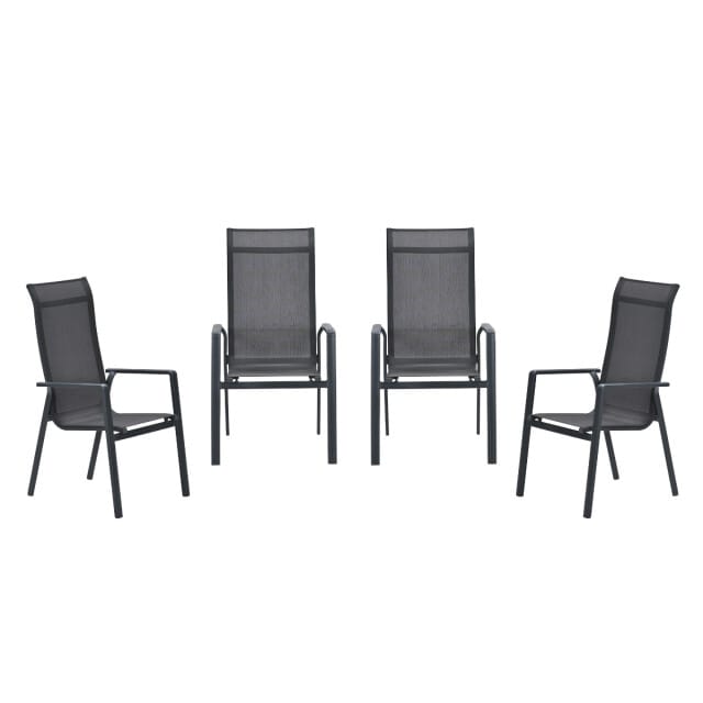 Garden Impressions Osaka stapelbare tuinstoelen set van 4 – carbon black / dark grey