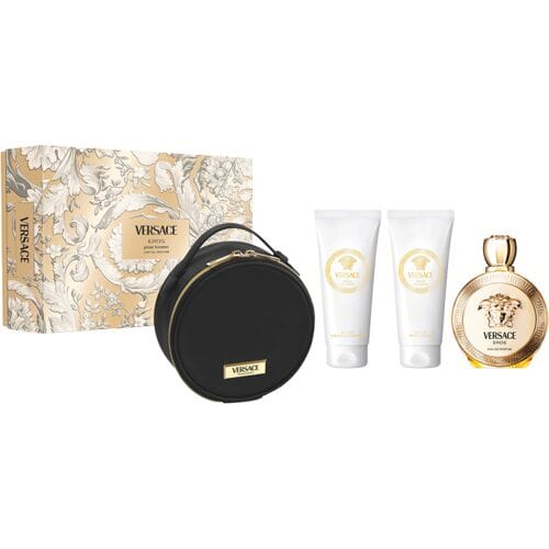 Coffret Eros Pour Femme eau de parfum spray 100ml + lotion pour le corps 100ml + gel douche 100ml + trousse de toilette