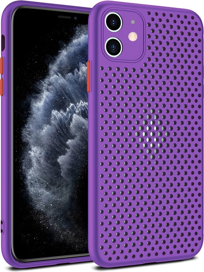 Smartphonica iPhone 11 siliconen hoesje met gaatjes - Paars geschikt voor iPhone 11
