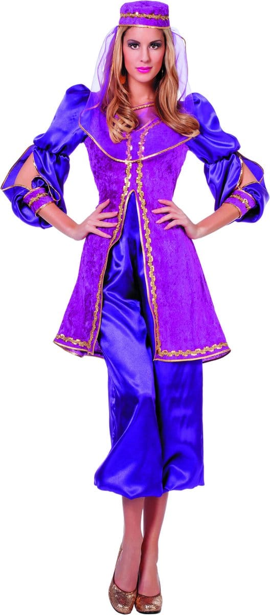 Oosterse verkleedkleding paars elite - Maat 38