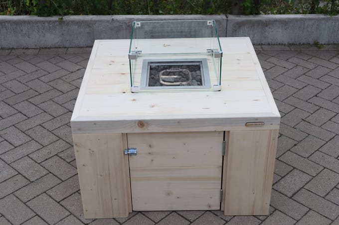 Vuurtafel Eagle Terrasverwarmer Nieuw, Blank steigerhout 80x80x50cm