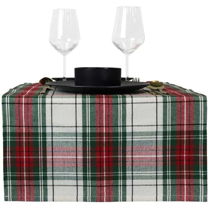 Unique Living - Tafelloper Xmas Tartan - 45x150cm - White