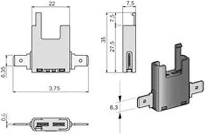 Zekeringhouder voor 2x6 35mm 2 stuks