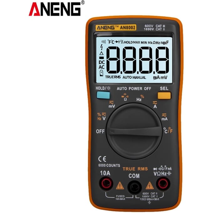 ANENG AN8002 6000 Counts True RMS Multifunctionele Digitale Multimeter Voltmeter Ampèremeter Draagbare Mini Universele Meter oranje