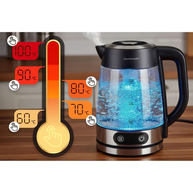 Berdsen BD-715 - Glazen waterkoker - Instelbare temperatuur - 1,8 l - 2200 W