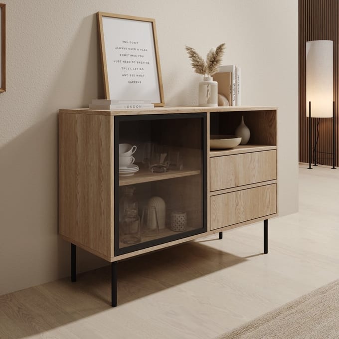 Meubella - Dimora - Dressoir - Eikenpatroon - 100x40x80 cm