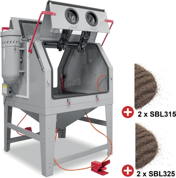 PACK straalcabine met 100 kg korund straalmiddel MW Tools CAT1200SET