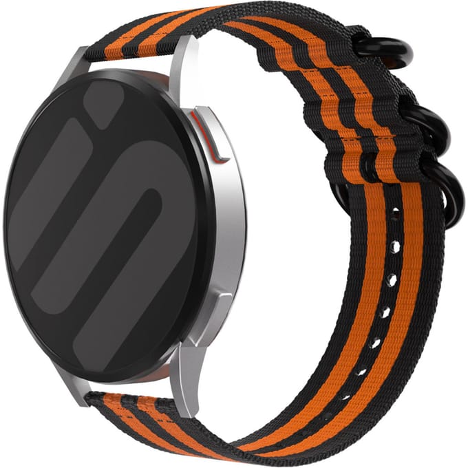 Huawei Watch GT 6 - 46mm nylon gesp bandje (zwart/oranje)