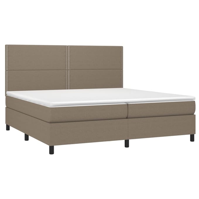 vidaXL - Boxspring - met - matras - en - LED - stof - taupe - 200x200 - cm