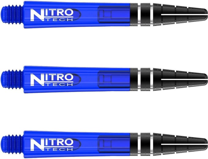 RED DRAGON - Nitrotech Blauw Korte Dartschachten - 3 sets per pakket (9 stengels in totaal)