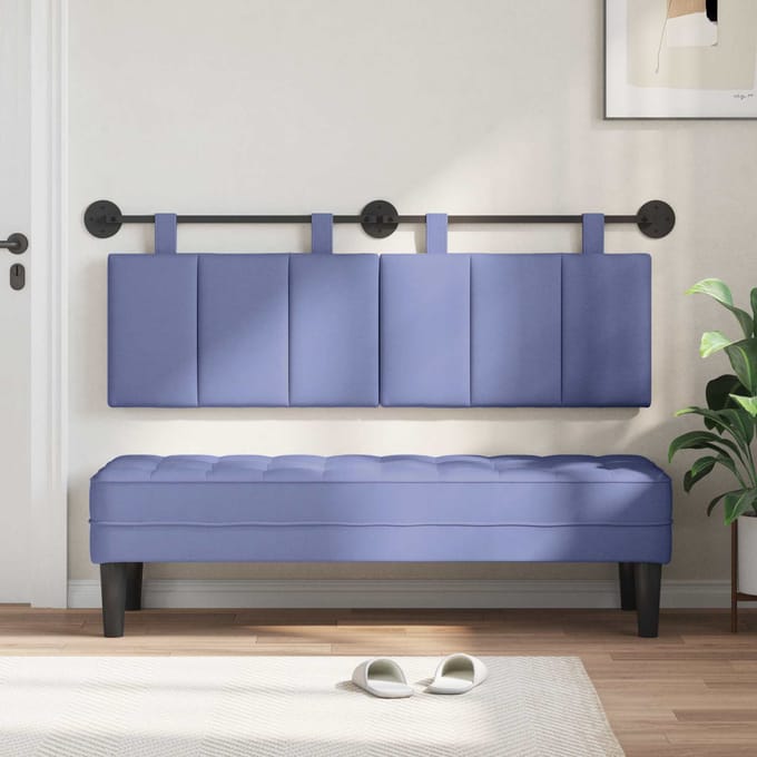 vidaXL - Hangend - hoofdbord - Jeans - Blauw - Stof