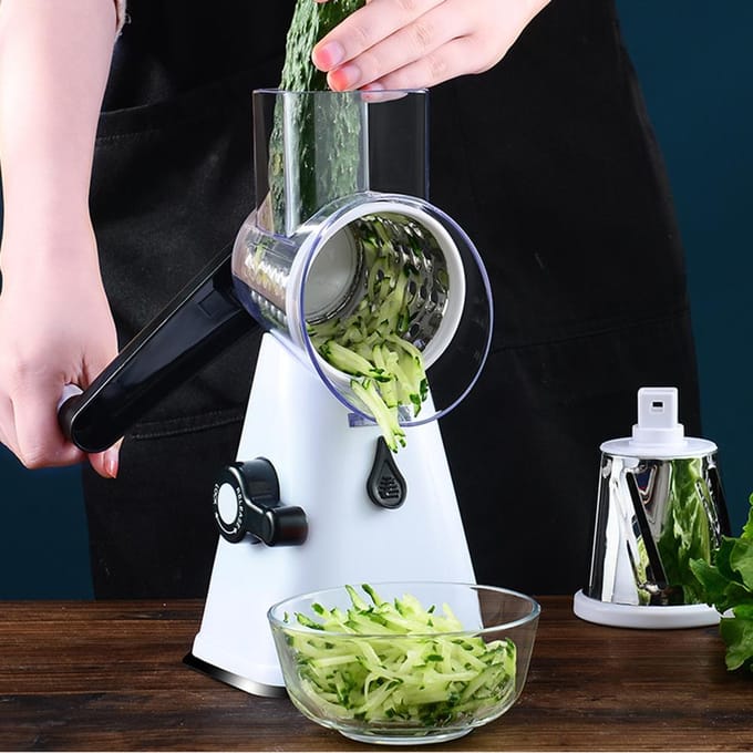 Râpe à légumes manuelle multifonctionnelle à rotation pour la cuisine domestique, outil pour râper, déchiqueter, couper et hacher white