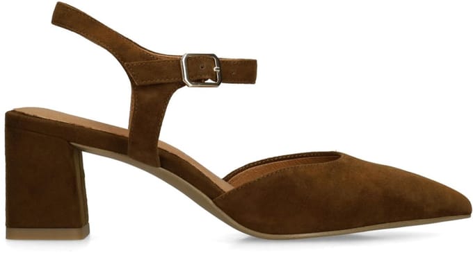No Stress - Dames - Bruine suède slingbacks - Maat 40