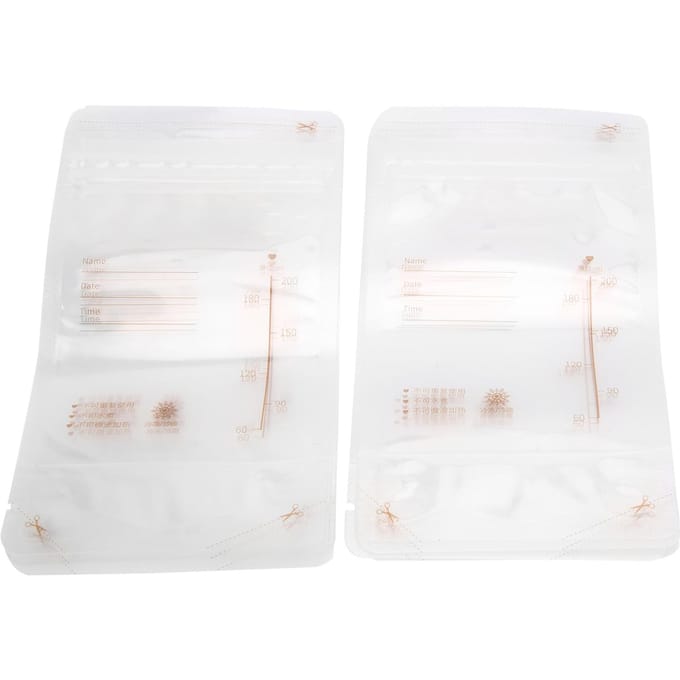 Lot de 10 sachets de conservation pour lait maternel pré-stérilisé, à double fermeture éclair, 200 ml white