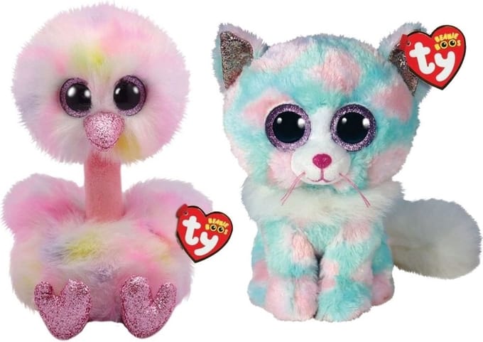 Ty - Knuffel - Beanie Buddy - Avery Ostrich & Opal Cat