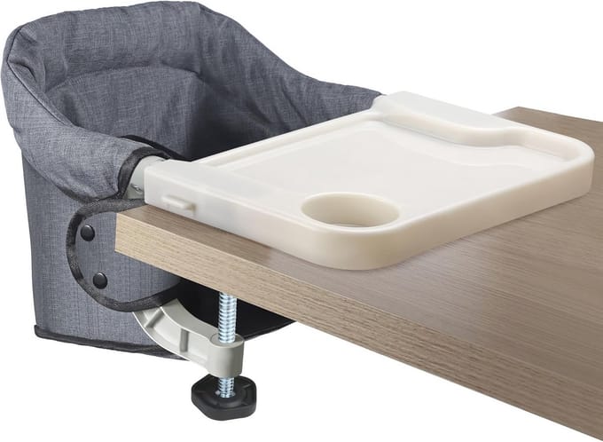 Omgoods - Draagbare Vouwbare Eettafelstoel met Eetbord voor Peuters, Grijs