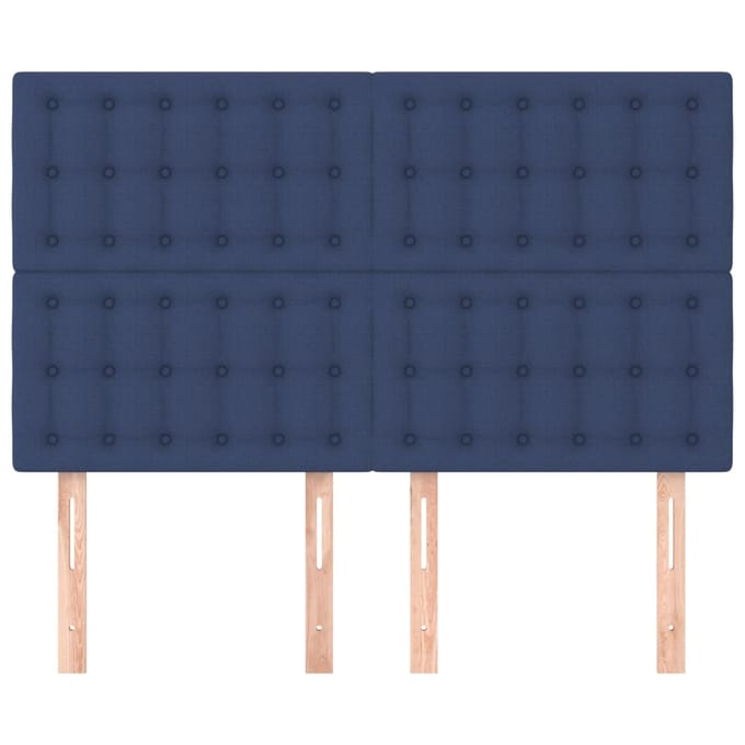 vidaXL - Hoofdbord - blauw - 144x5x118/128 - cm - stof